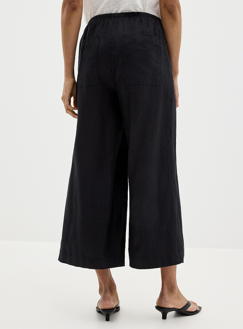 Elastic waist pure linen capri pant Fit: Wide leg, high rise product image 3