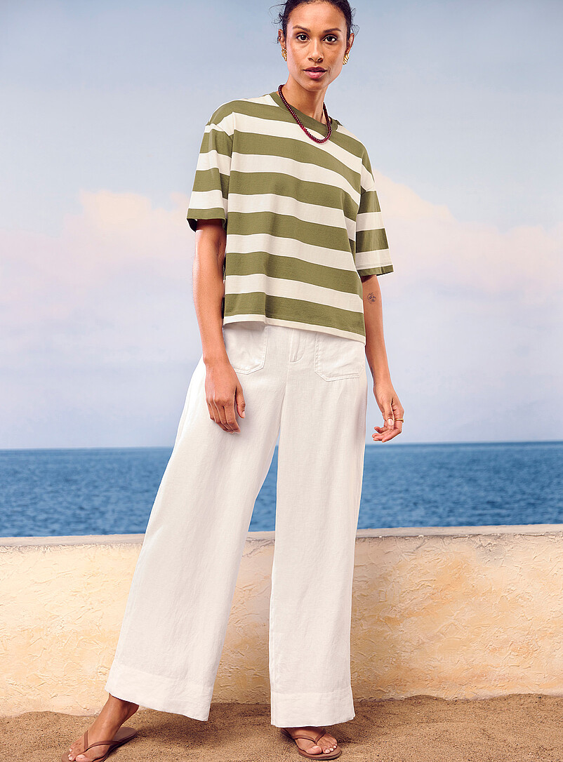 Patch pockets pure linen pant Fit: Wide leg, high rise product image 2