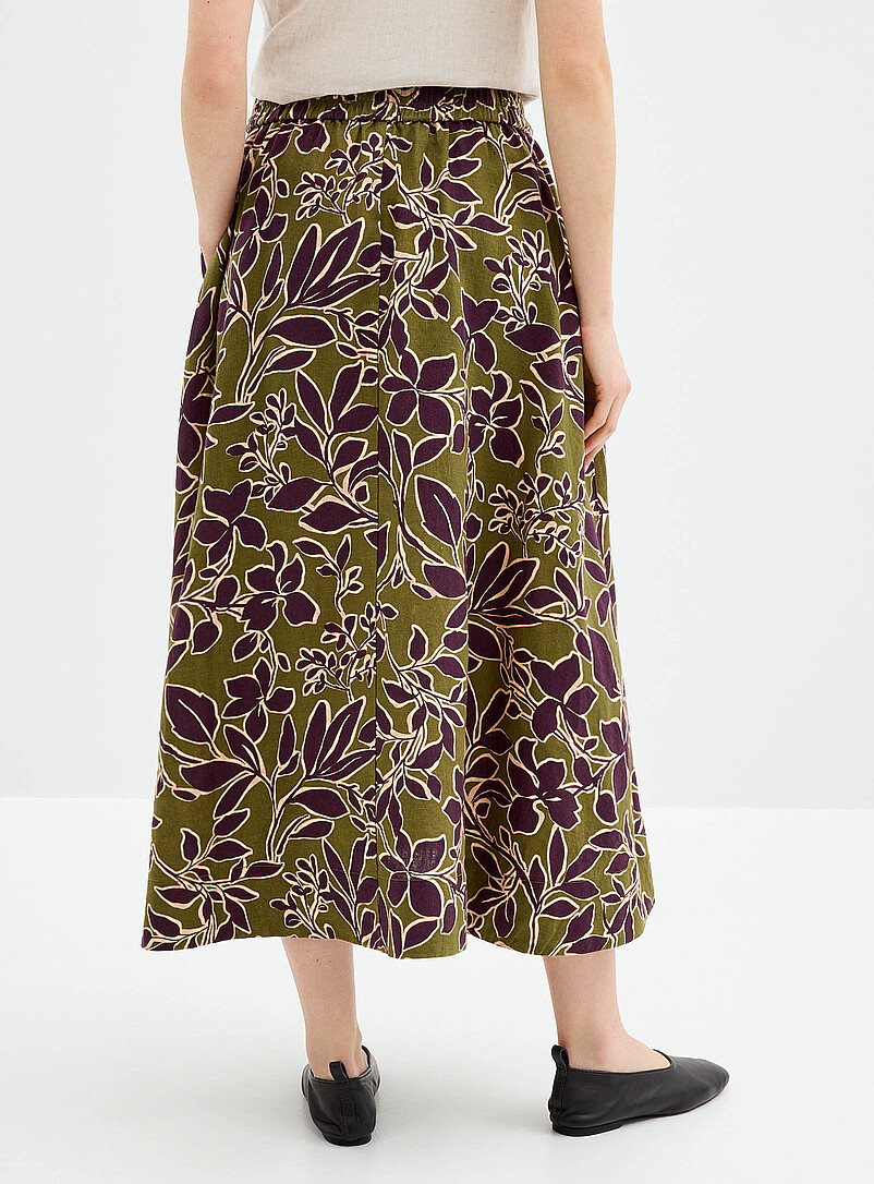 Printed pure linen flared skirt product image 3