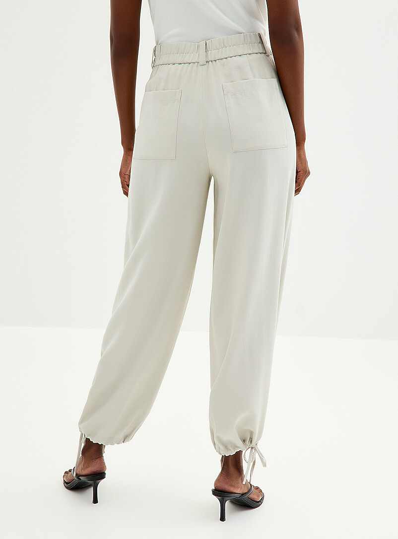 Fluid drawstring hem pant Fit: Wide leg, high rise product image 3