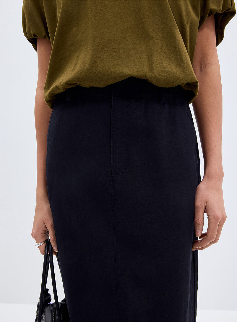 Back slit linen-lyocell skirt product image 2