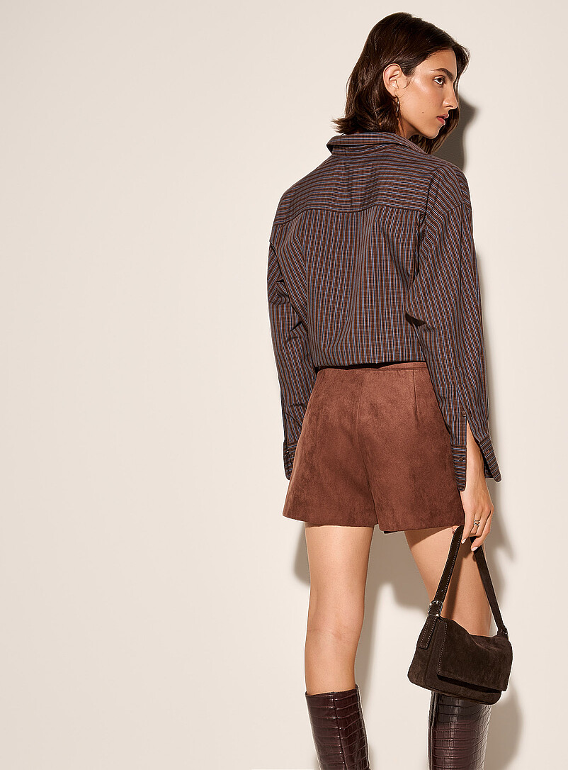 Faux-suede wraparound mini-skort product image 3