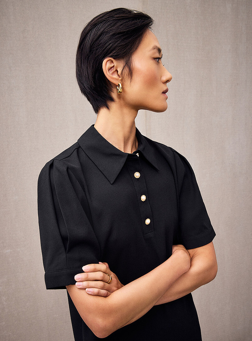 Jewel buttons straight-fit crepe dress product image 2