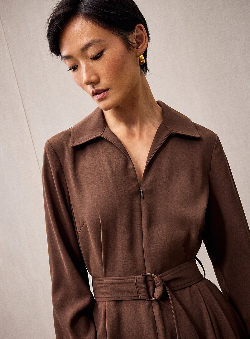 Johnny collar belted crepe dress product image 2