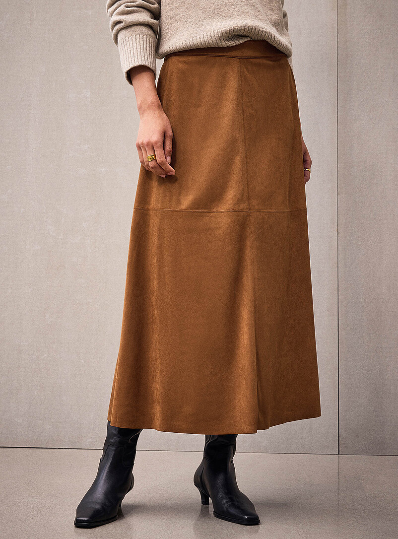 Faux-suede flared maxi skirt product image 2