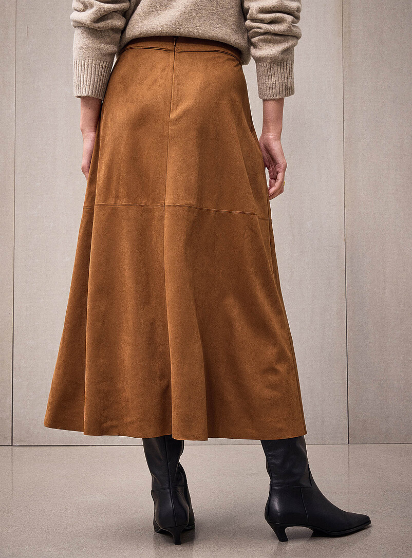 Faux-suede flared maxi skirt product image 3