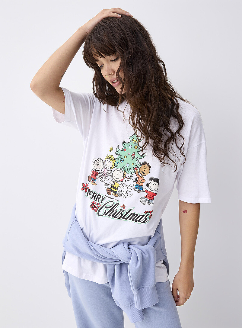 T-shirt De Noël Pour Femme Manches Courtes - Imprimé Bonhomme De Neige Et Motifs Festifs - Col Rond Décontracté - 2