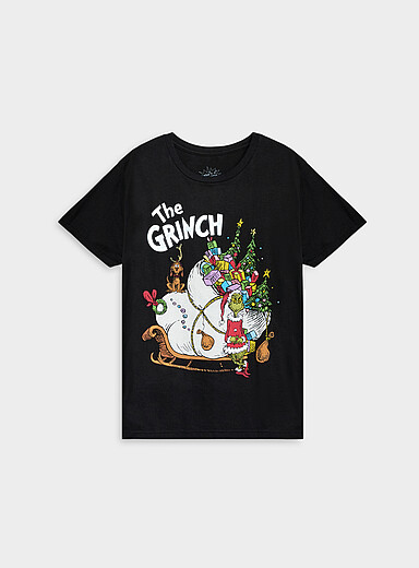 Le 31: Le t-shirt Grinch et son tra&icirc;neau <b>Collection de No&euml;l</b> Noir pour homme