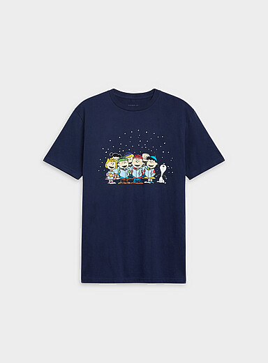 Le 31 Patterned Blue Peanuts choir T-shirt <b>Christmas Collection</b> for men
