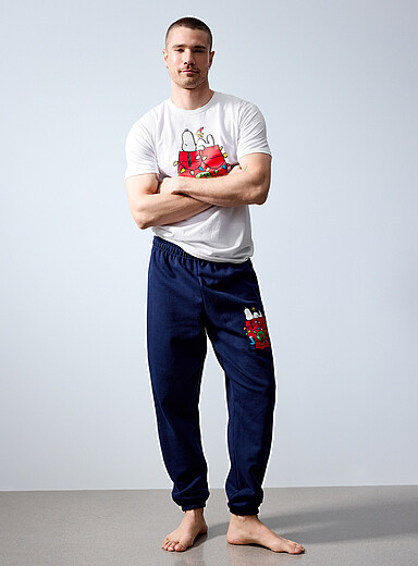 Le 31 Patterned Blue Festive Snoopy joggers <b>Christmas Collection</b> for men