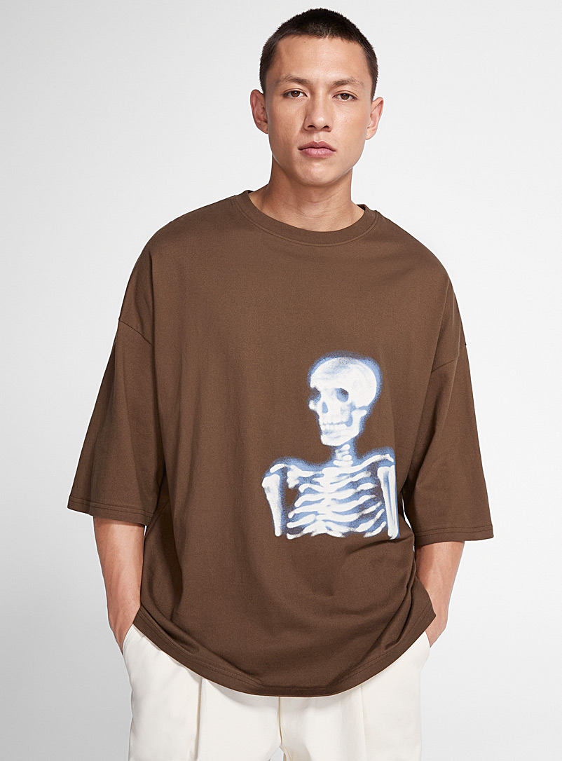 Tee Library Brown Skeleton loose T-shirt for men