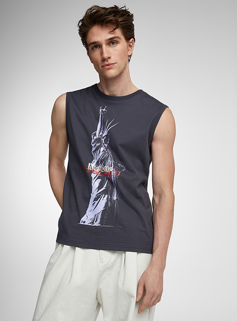 Tee Library Charcoal Statue of Liberty sleeveless T-shirt for men