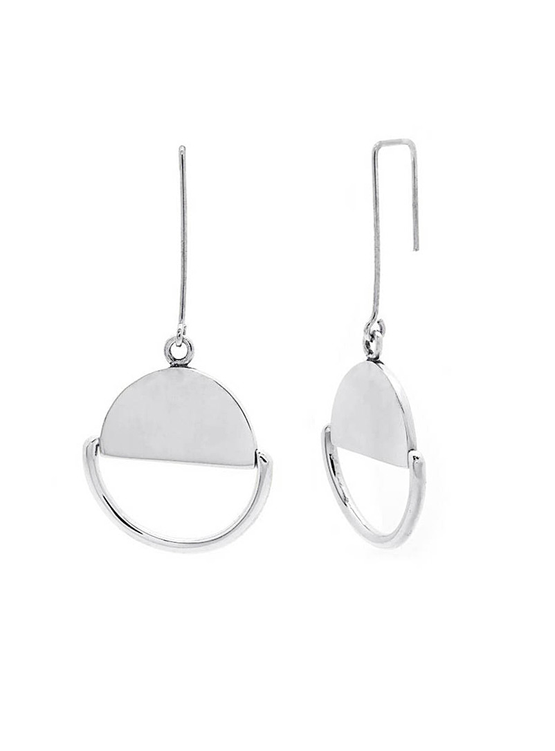 Obakki Silver Upcycled brass silver half-moon earrings for error