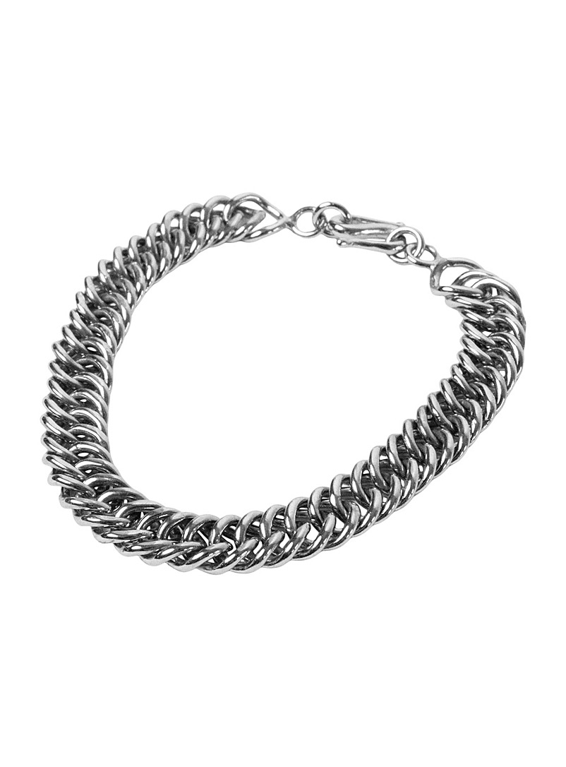 Obakki Silver Curb links silver upcycled brass bracelet for error