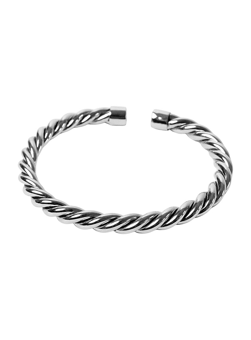 Silver upcycled brass twist cuff bracelet | Obakki | | Simons