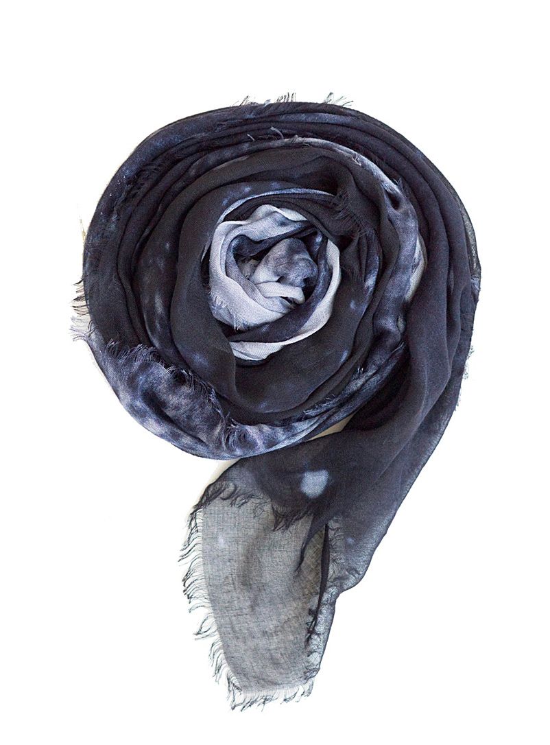 Obakki Dark Blue Abstract print humanitarian scarf for women