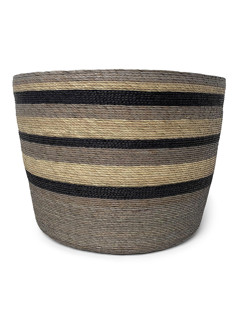 Obakki Grey Large palm frond basket for women