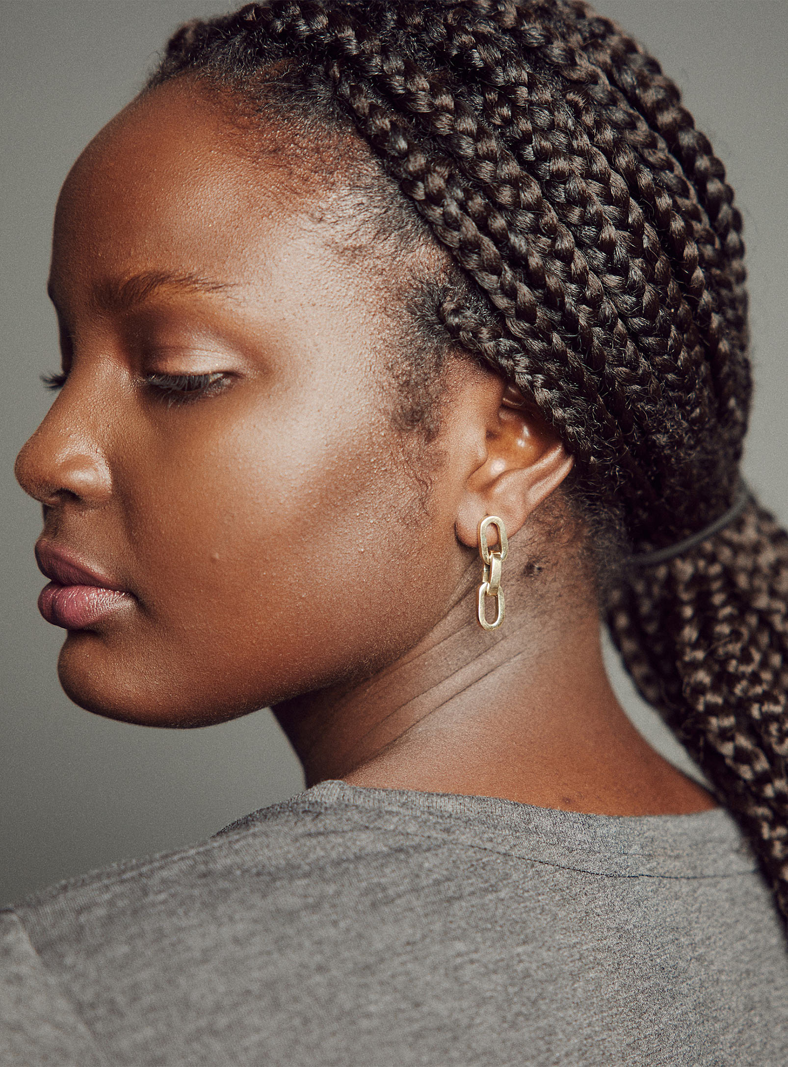 Obakki - Upcycled brass golden links earrings