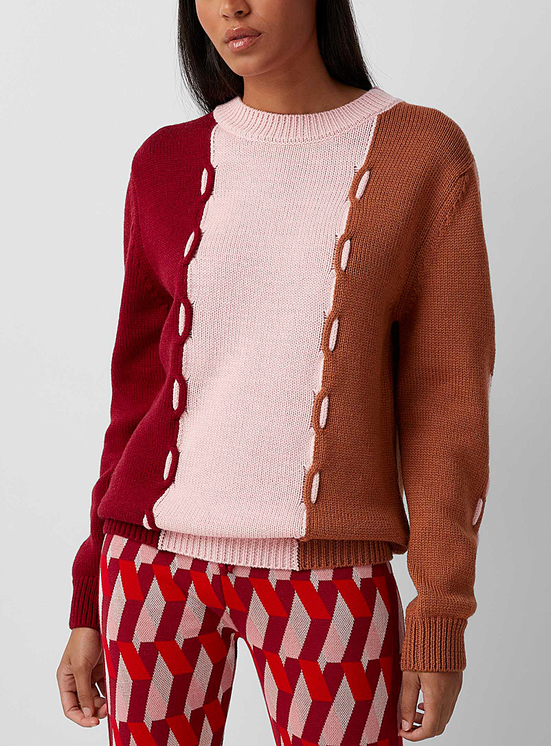 La DoubleJ Pink Colourful braided detail sweater for women