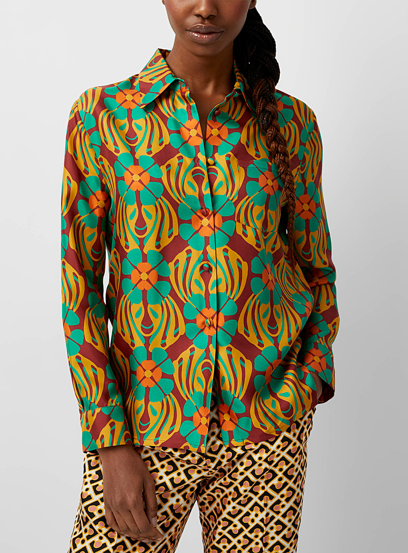 La DoubleJ: La chemise de soie Clover Assorti pour femme
