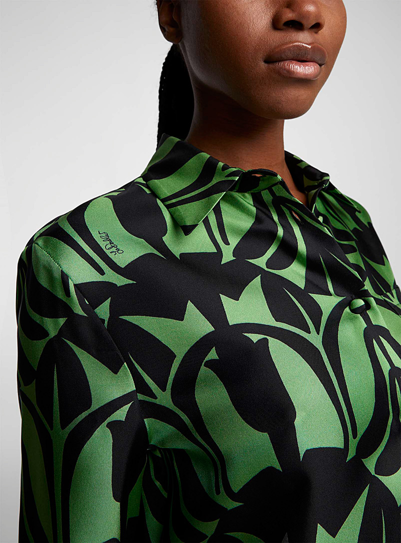 La DoubleJ Patterned Green Boy silk blouse for women