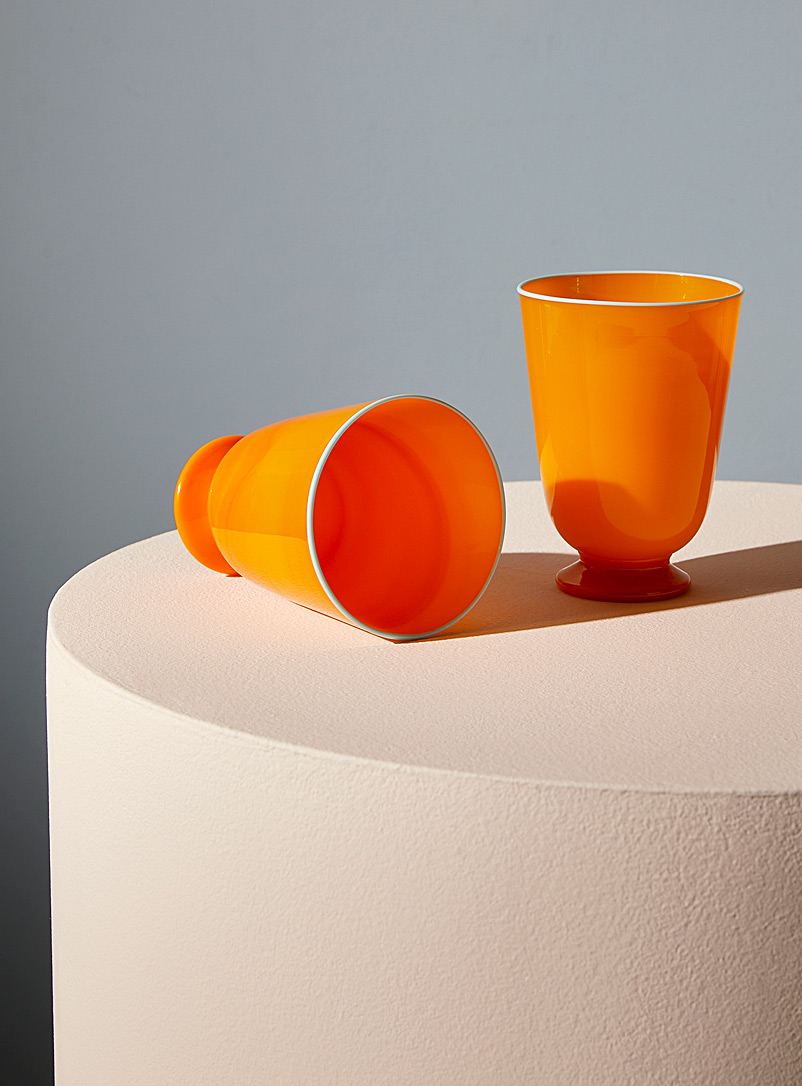 La DoubleJ Orange Handmade colourful glasses Set of 2 for women