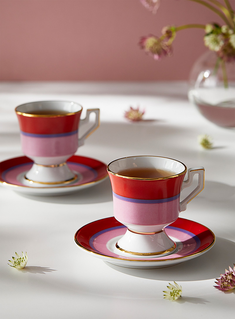 La DoubleJ: Les tasses à espresso et soucoupes Rainbow Ensemble de 2 Rouge à motifs pour femme