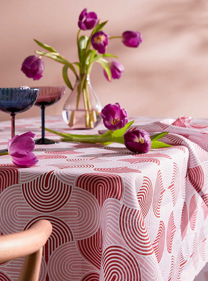 La DoubleJ Patterned Red Slinky Rosso linen tablecloth 180 x 280 cm for women