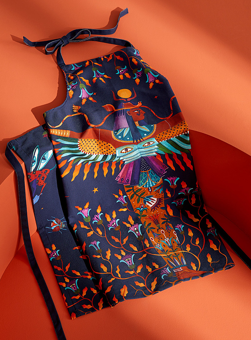 La DoubleJ Patterned Blue Energizing print apron for women