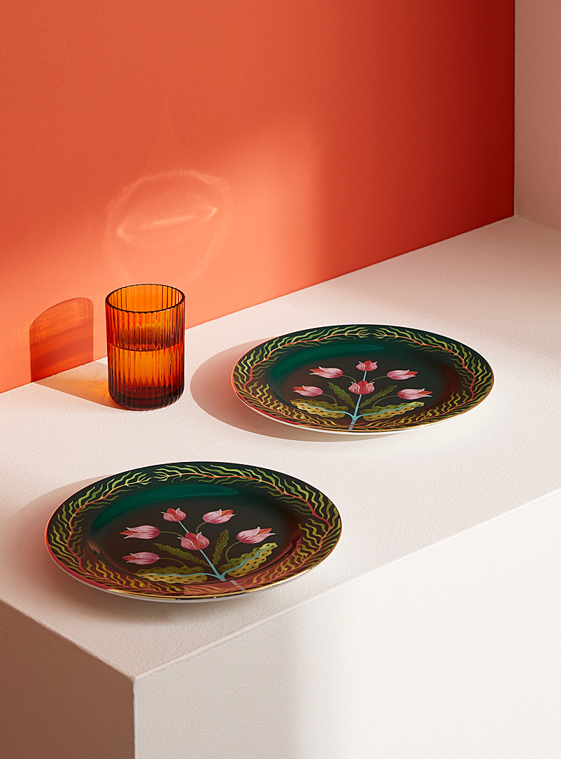 La DoubleJ Green Surrealist print dessert plates Set of 2 for women