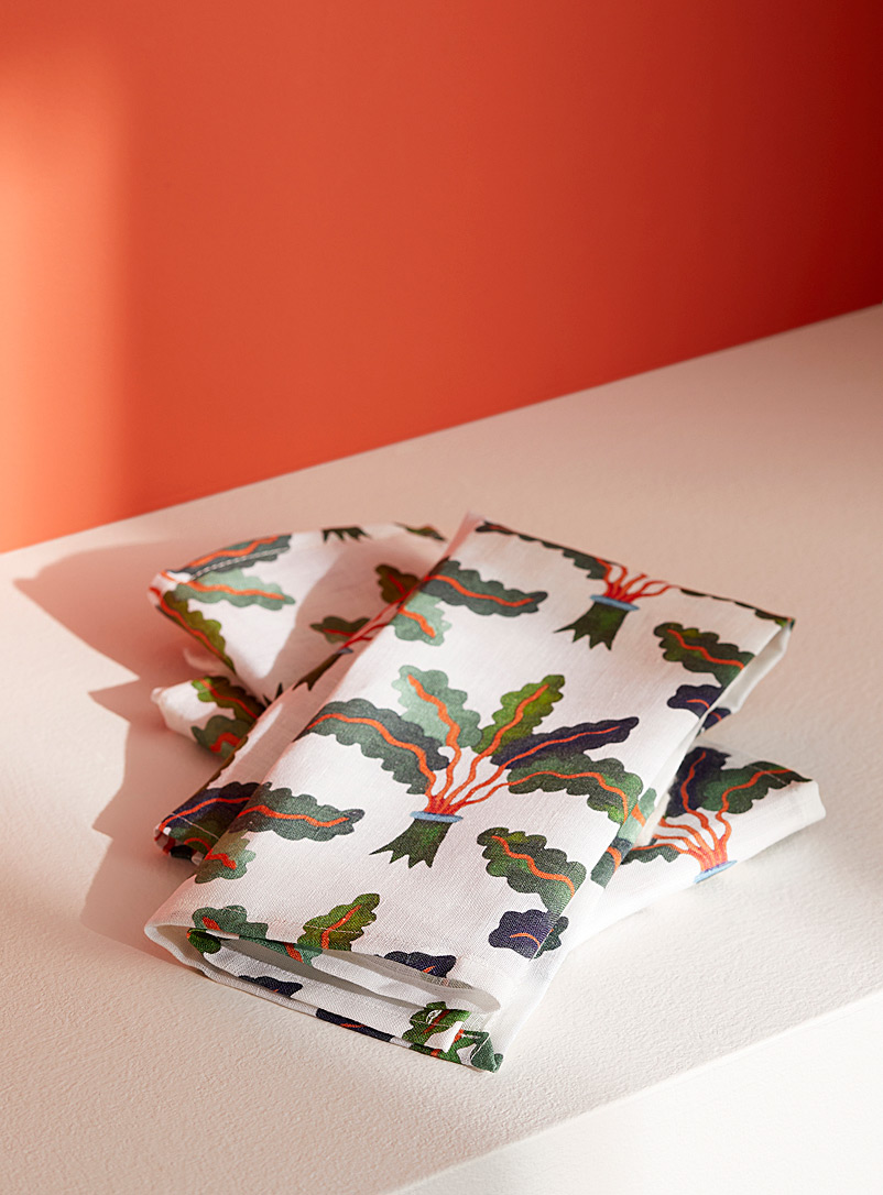 La DoubleJ Patterned Ecru Fantastic print napkins Set of 2 for women