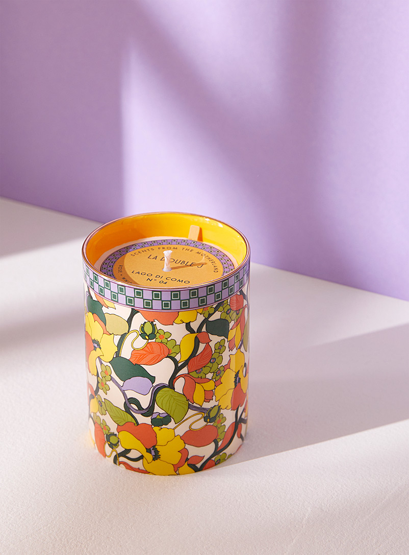 La DoubleJ Patterned Yellow Potted scented candle for women