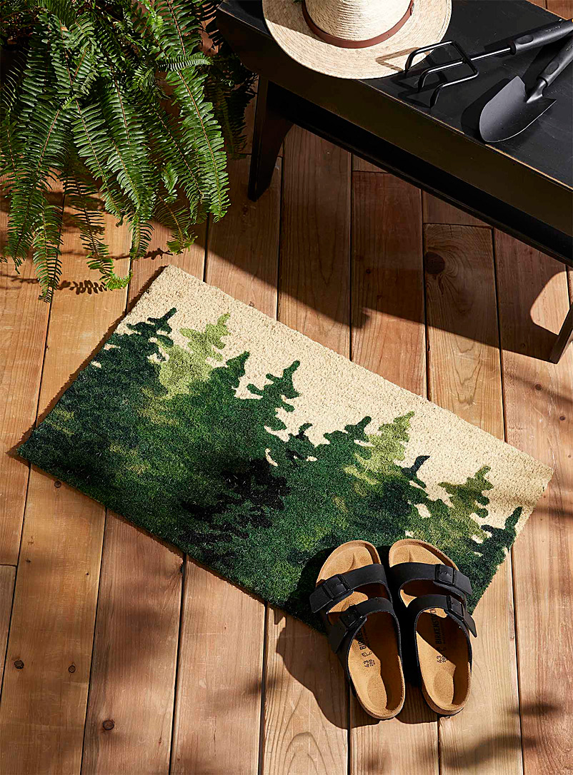 Danica: Le paillasson forêt de conifères 46 x 76 cm Vert à motifs