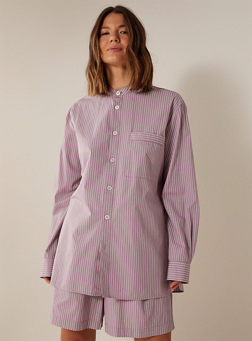 Birkenstock x Tekla Lilacs Striped minimalist poplin lounge shirt for women