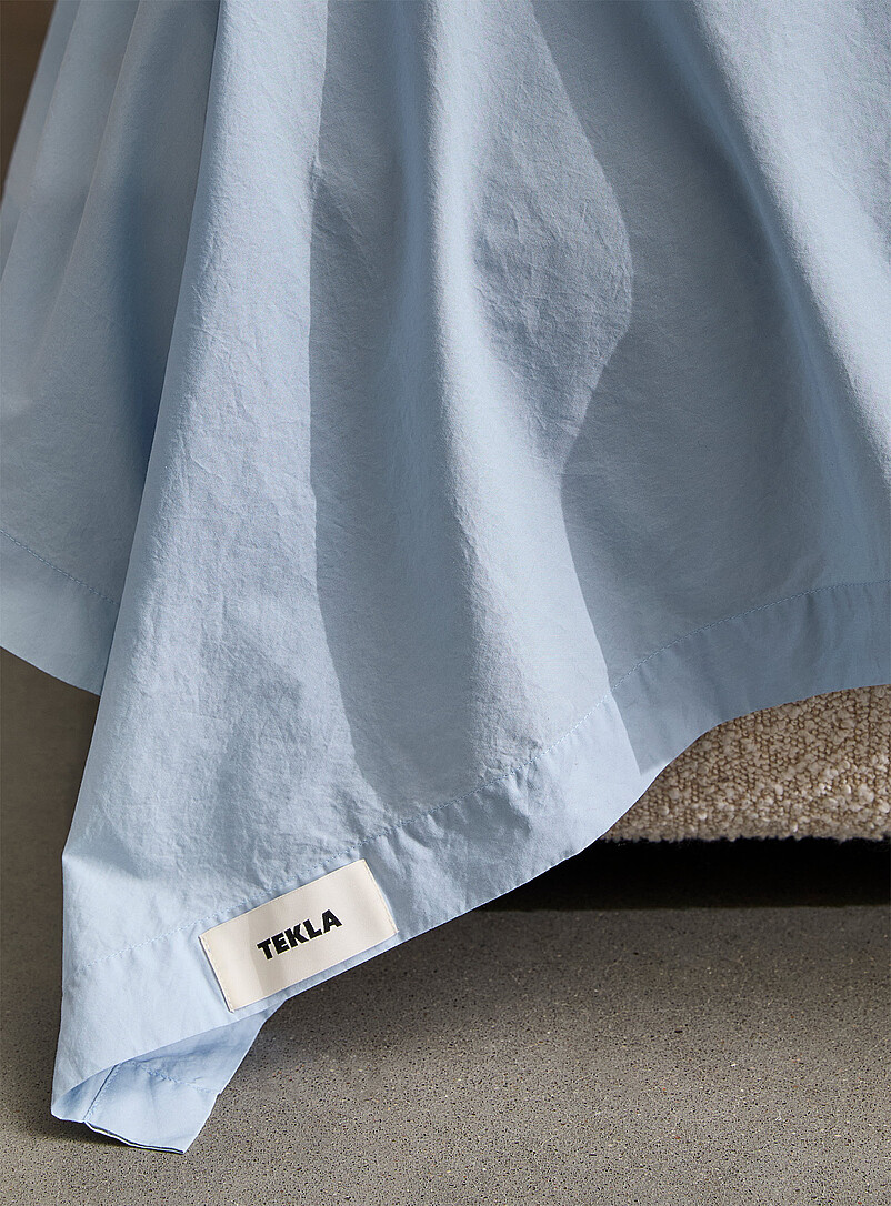 Tekla White Solid 100% organic cotton percale sheet Fits mattresses up to 16 in