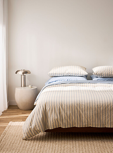 La housse de couette ray&eacute;e percale pur coton biologique