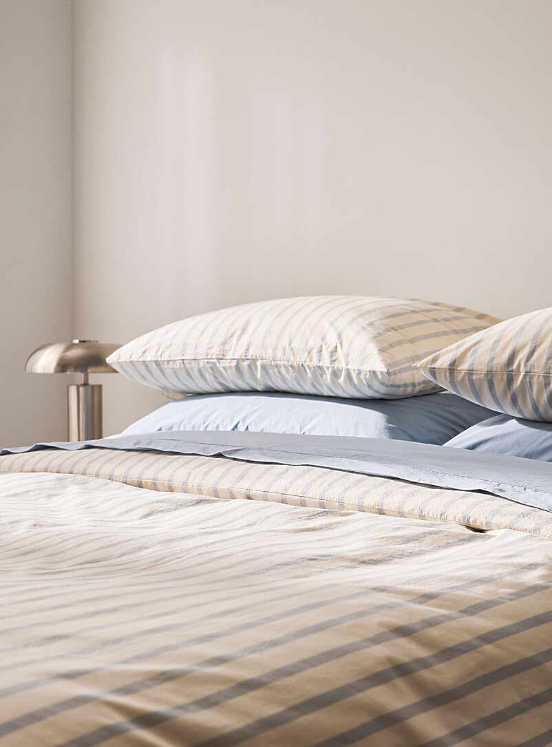 Striped 100% organic cotton percale duvet cover | Tekla | Duvet