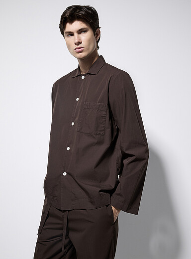 Tekla: La chemise popeline coton bio unie Brun pour homme