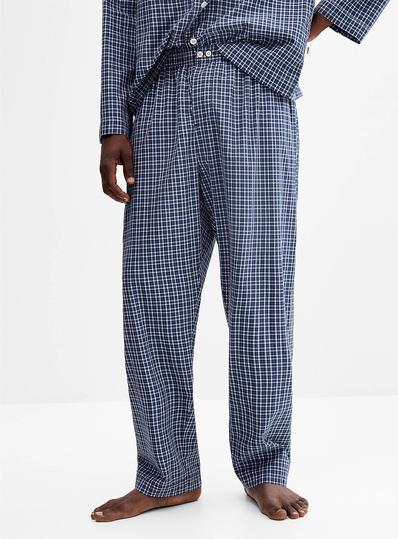 Tekla: Le pantalon pyjama l&eacute;ger carreaux Lanegan Bleu pour homme