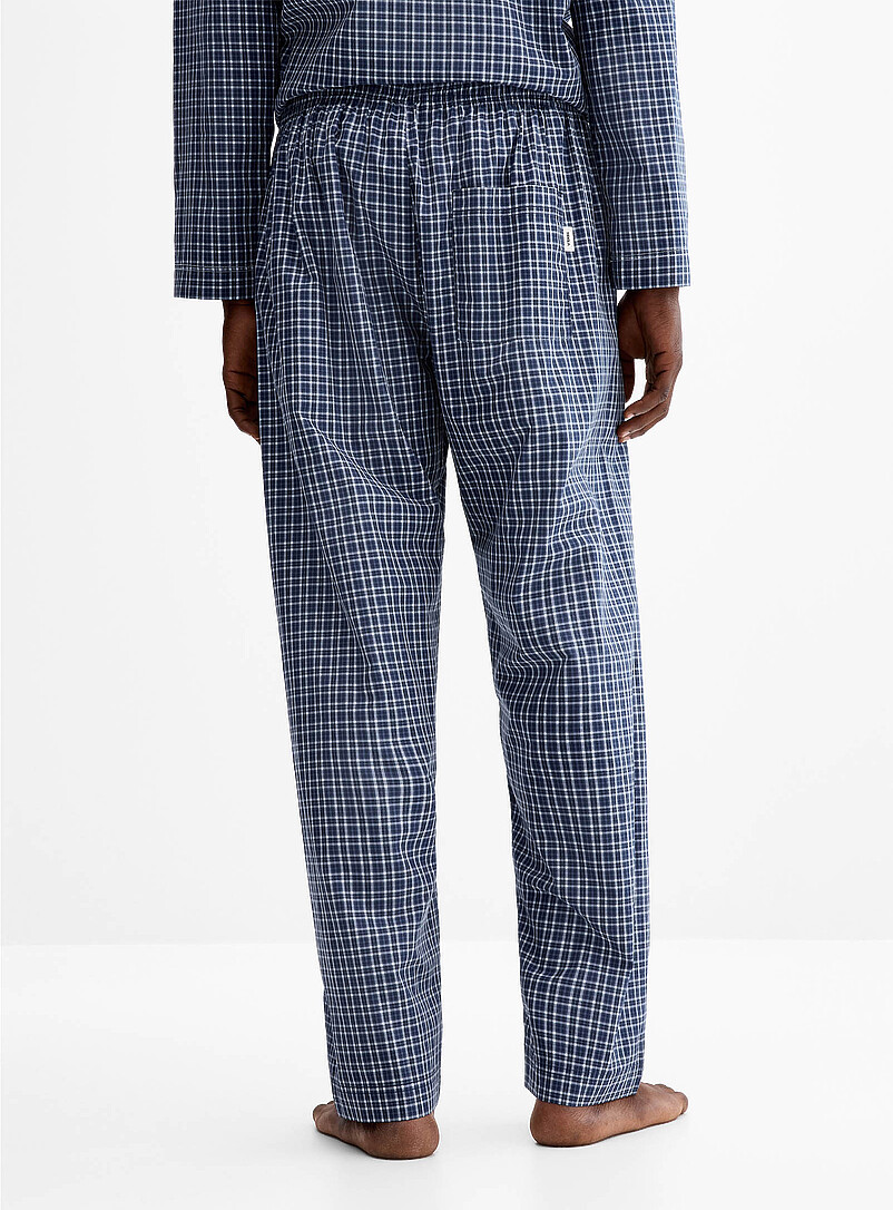Tekla: Le pantalon pyjama l&eacute;ger carreaux Lanegan Bleu pour homme