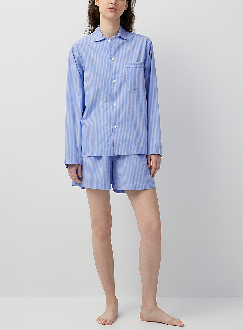 Tekla: La chemise pyjama en popeline Bleu pâle-bleu poudre pour femme