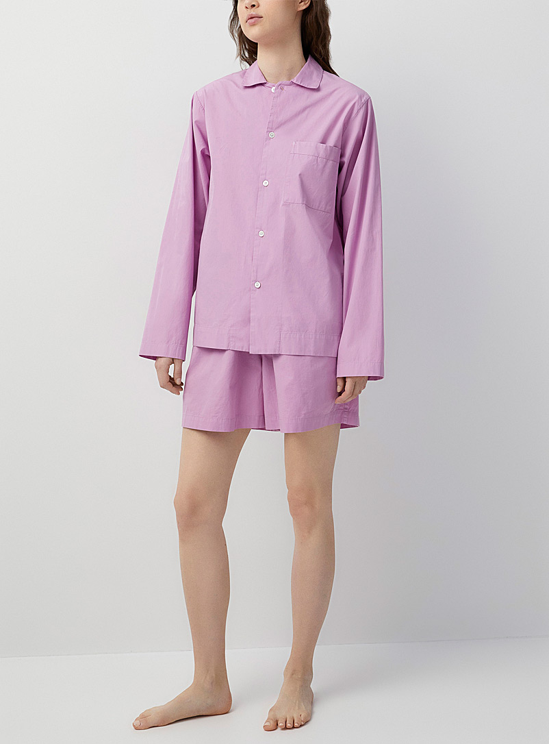 Tekla Pink Poplin pajama shirt for women
