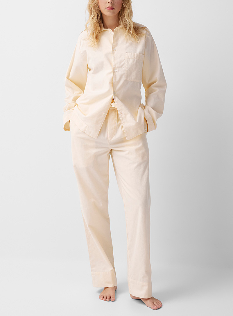 Tekla: Le pantalon pyjama en flanelle Beige crème pour femme