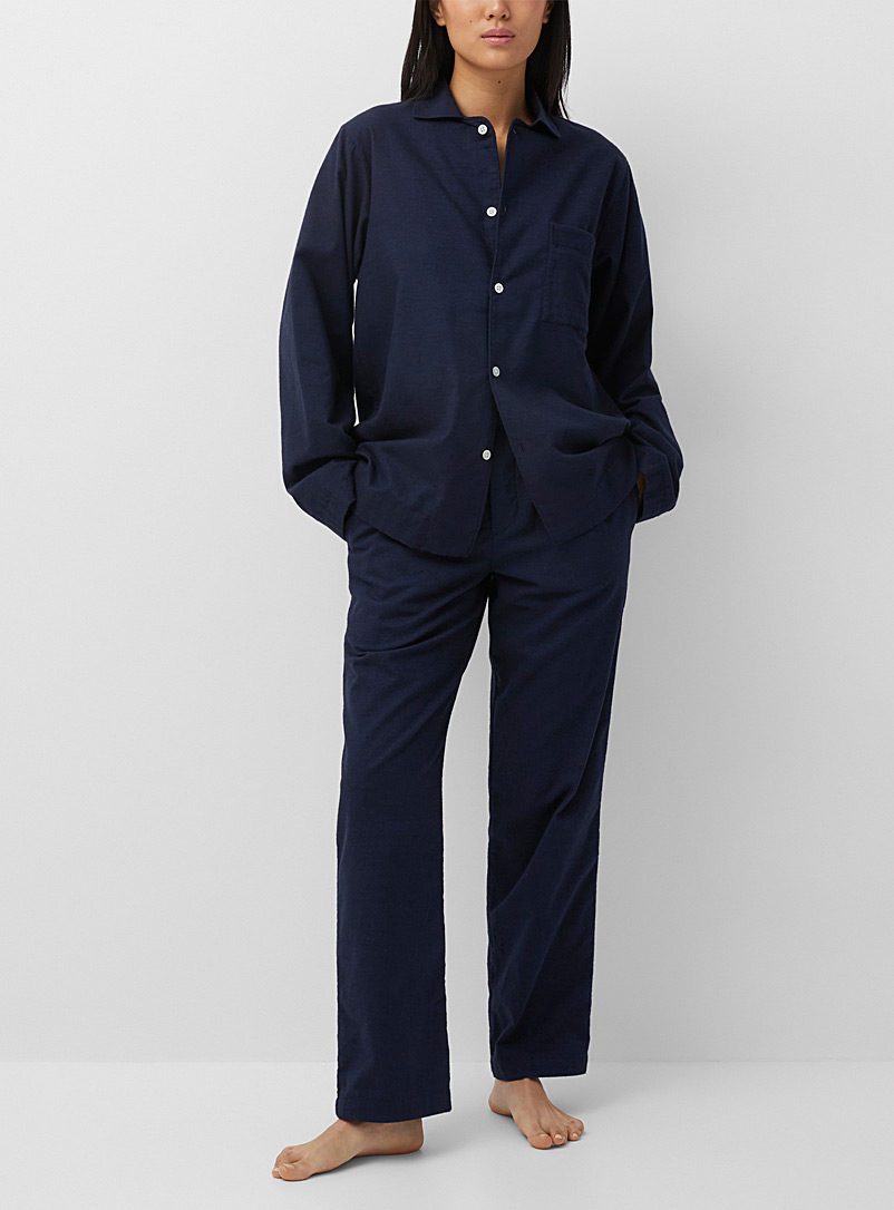 Tekla Dark Blue Flannel pyjama pants for women