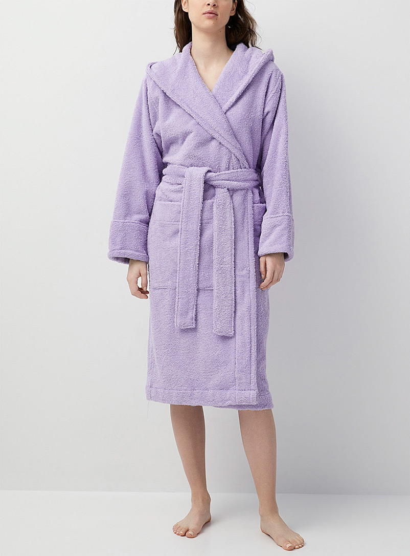 Tekla Lilacs Plain organic cotton bathrobe for women