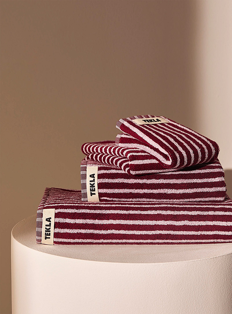Tekla Pink Organic cotton striped towels for women