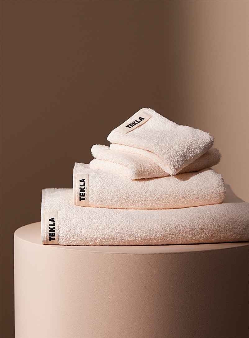 Tekla Ivory White Organic cotton plain towels for women