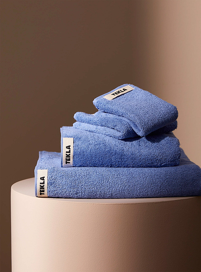 Tekla Blue Organic cotton plain towels for women