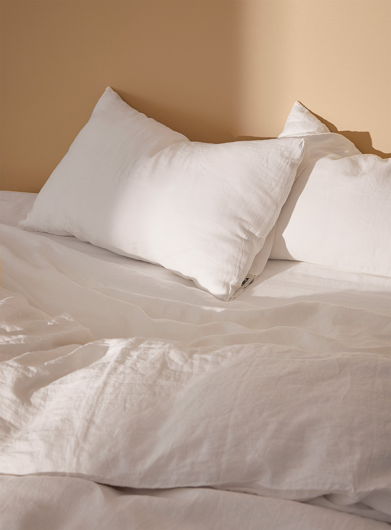 Tekla White French linen pillowcase for women