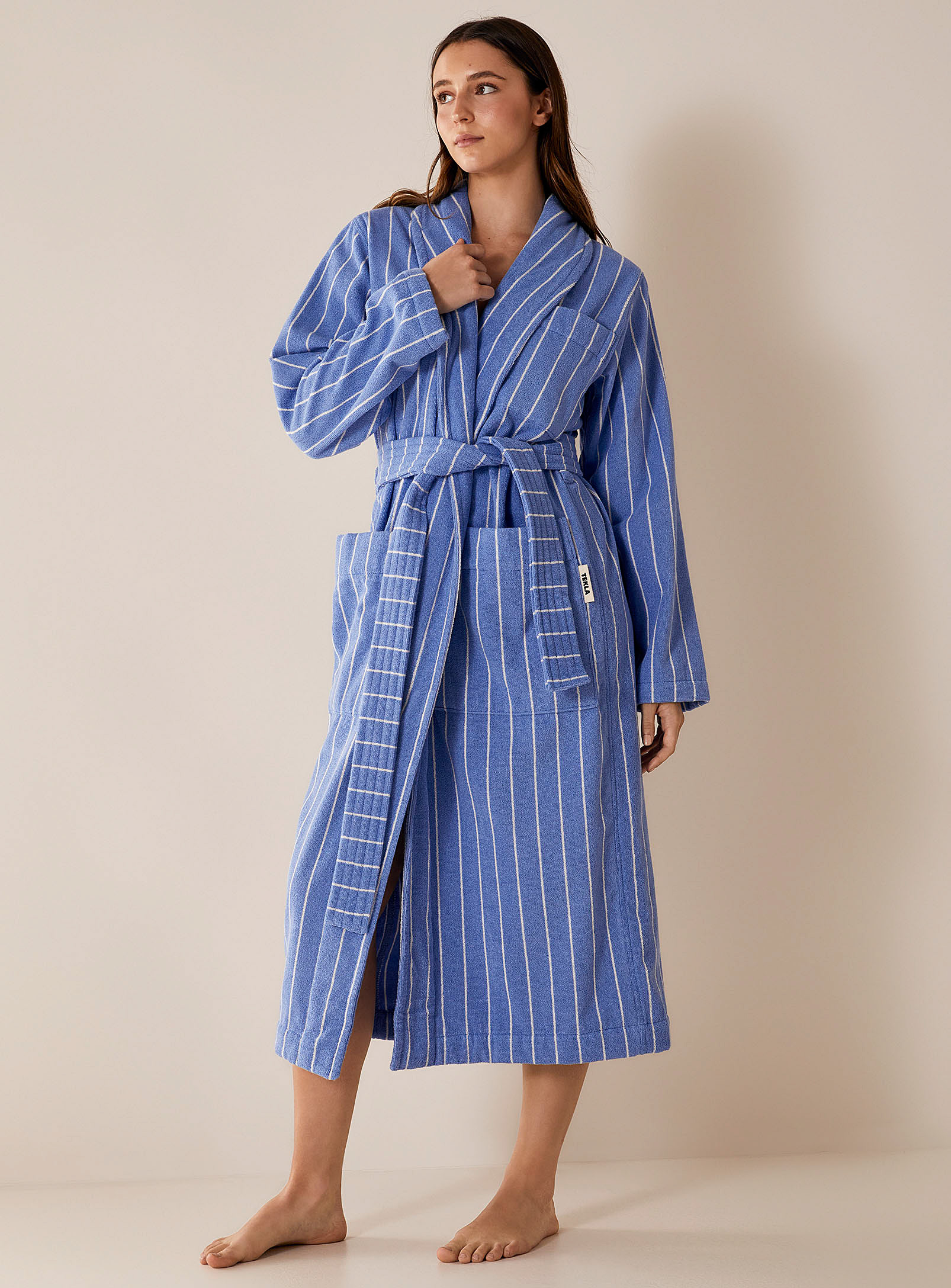 Tekla - Women's Striped organic cotton bathrobe